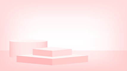 3d stage pedestal red pastel color, podium stage show for victory champion position, pedestal red soft for cosmetics product display show, circle stand modern for product placement or presentation
