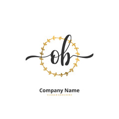 O B OB Initial handwriting and signature logo design with circle. Beautiful design handwritten logo for fashion, team, wedding, luxury logo.