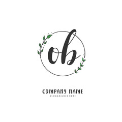 O B OB Initial handwriting and signature logo design with circle. Beautiful design handwritten logo for fashion, team, wedding, luxury logo.