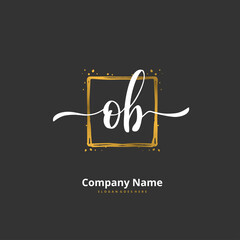O B OB Initial handwriting and signature logo design with circle. Beautiful design handwritten logo for fashion, team, wedding, luxury logo.