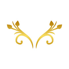 leaves ornament gold gradient style icon vector design
