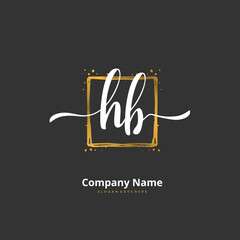 H B HB Initial handwriting and signature logo design with circle. Beautiful design handwritten logo for fashion, team, wedding, luxury logo.