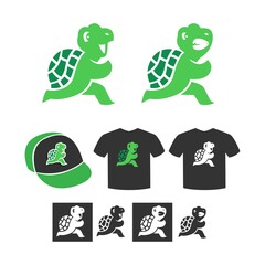 turtle run logo vector illustration