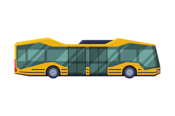 Side View of Modern School Bus, School Students Transportation Vehicle Flat Style Vector Illustration on White Background