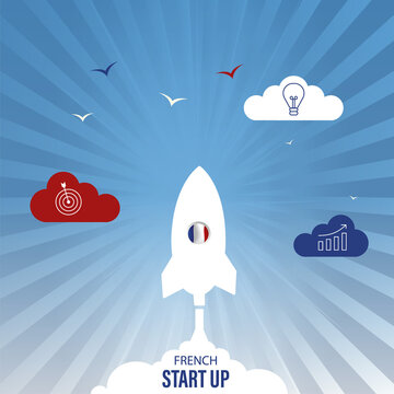 illustration concept on the french start-up in vector