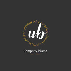 U B UB Initial handwriting and signature logo design with circle. Beautiful design handwritten logo for fashion, team, wedding, luxury logo.