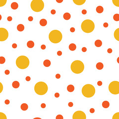 Seamless pattern. White background with yellow circles . Vector illustration.