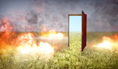 The opened door from burning ground to fertile soil on the field