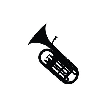 Tuba music instrument silhouette vector on white background