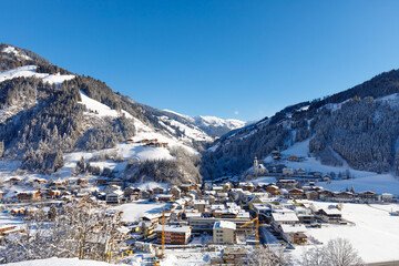 Town Großarl in Austria on sunny winter day