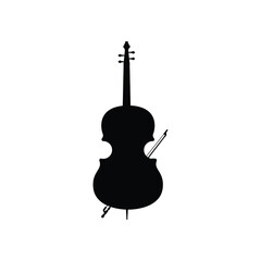 Viola music instrument silhouette vector on white background