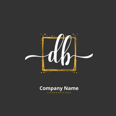 D B DB Initial handwriting and signature logo design with circle. Beautiful design handwritten logo for fashion, team, wedding, luxury logo.