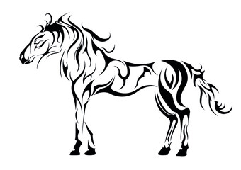 abstract horse wild mustang profile view sign tattoo sticker