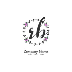 R B RB Initial handwriting and signature logo design with circle. Beautiful design handwritten logo for fashion, team, wedding, luxury logo.