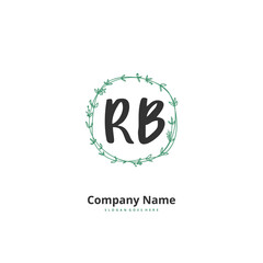 R B RB Initial handwriting and signature logo design with circle. Beautiful design handwritten logo for fashion, team, wedding, luxury logo.