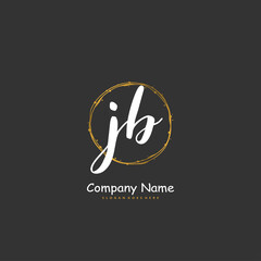J B JB Initial handwriting and signature logo design with circle. Beautiful design handwritten logo for fashion, team, wedding, luxury logo.