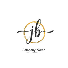 J B JB Initial handwriting and signature logo design with circle. Beautiful design handwritten logo for fashion, team, wedding, luxury logo.