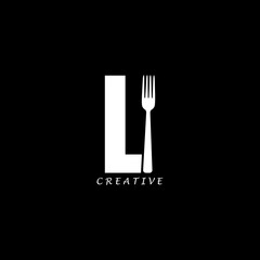 Fork concept simple flat U letter logo design