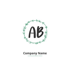 A B AB Initial handwriting and signature logo design with circle. Beautiful design handwritten logo for fashion, team, wedding, luxury logo.