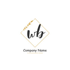 W B WB Initial handwriting and signature logo design with circle. Beautiful design handwritten logo for fashion, team, wedding, luxury logo.