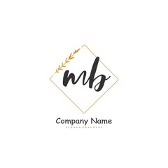 M B MB Initial handwriting and signature logo design with circle. Beautiful design handwritten logo for fashion, team, wedding, luxury logo.