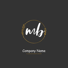 M B MB Initial handwriting and signature logo design with circle. Beautiful design handwritten logo for fashion, team, wedding, luxury logo.