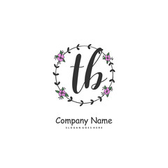T B TB Initial handwriting and signature logo design with circle. Beautiful design handwritten logo for fashion, team, wedding, luxury logo.