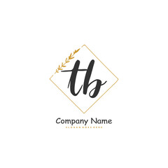 T B TB Initial handwriting and signature logo design with circle. Beautiful design handwritten logo for fashion, team, wedding, luxury logo.