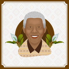 Vector illustration of Nelson Mandela, He was a South African anti-apartheid revolutionary and political leader - obrazy, fototapety, plakaty