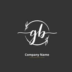 G B GB Initial handwriting and signature logo design with circle. Beautiful design handwritten logo for fashion, team, wedding, luxury logo.