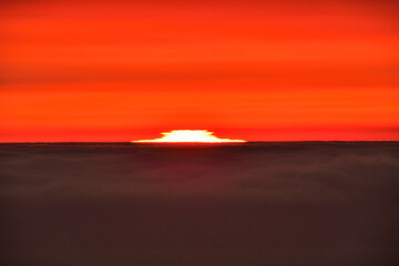 Dramatic Sunset Color over the sky and San Francisco South Bay Citilight