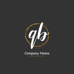 Q B QB Initial handwriting and signature logo design with circle. Beautiful design handwritten logo for fashion, team, wedding, luxury logo.