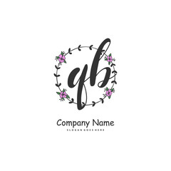 Fototapeta premium Q B QB Initial handwriting and signature logo design with circle. Beautiful design handwritten logo for fashion, team, wedding, luxury logo.