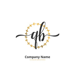 Q B QB Initial handwriting and signature logo design with circle. Beautiful design handwritten logo for fashion, team, wedding, luxury logo.