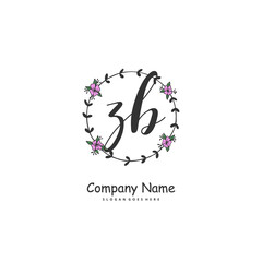 Z B ZB Initial handwriting and signature logo design with circle. Beautiful design handwritten logo for fashion, team, wedding, luxury logo.