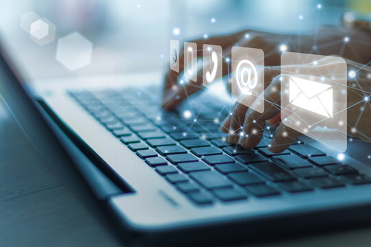 woman using laptop, searching web, browsing information, contact,  having workplace at home. concept contact us
 