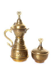 Fototapeta na wymiar brass teapot in studio
