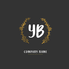 Y B YB Initial handwriting and signature logo design with circle. Beautiful design handwritten logo for fashion, team, wedding, luxury logo.