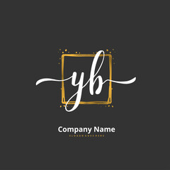 Y B YB Initial handwriting and signature logo design with circle. Beautiful design handwritten logo for fashion, team, wedding, luxury logo.