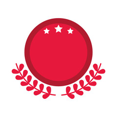 decorative circle frame with wreath and stars icon, flat style