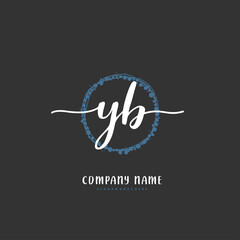 Y B YB Initial handwriting and signature logo design with circle. Beautiful design handwritten logo for fashion, team, wedding, luxury logo.