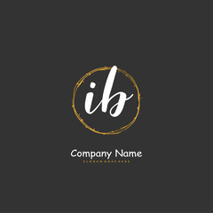 I B IB Initial handwriting and signature logo design with circle. Beautiful design handwritten logo for fashion, team, wedding, luxury logo.