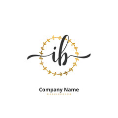 I B IB Initial handwriting and signature logo design with circle. Beautiful design handwritten logo for fashion, team, wedding, luxury logo.