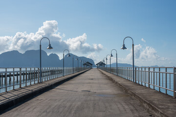 pier over the sea shore, Detail concrete bridge  