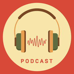 Flat concept of podcasting vector, Internet digital recording, online broadcasting illustrated banner.