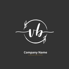 V B VB Initial handwriting and signature logo design with circle. Beautiful design handwritten logo for fashion, team, wedding, luxury logo.