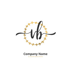V B VB Initial handwriting and signature logo design with circle. Beautiful design handwritten logo for fashion, team, wedding, luxury logo.