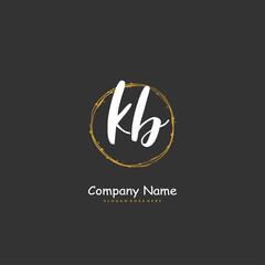 K B KB Initial handwriting and signature logo design with circle. Beautiful design handwritten logo for fashion, team, wedding, luxury logo.