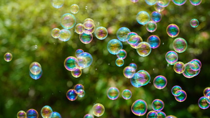 Soap bubbles in nature as a background blur,natural background bubble