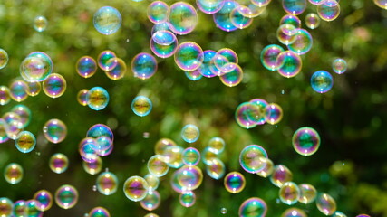 Soap bubbles in nature as a background blur,natural background bubble